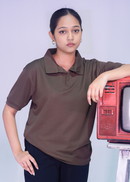 TalQis Waffle Knitted Polo | Olive Brown (Unisex)